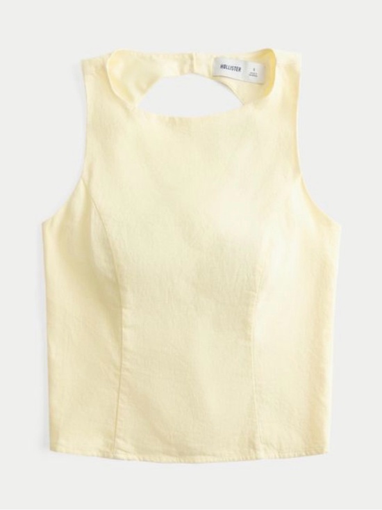Hollister Tops - NWT Hollister Pale Yellow Sleeveless Cutout Tank Top